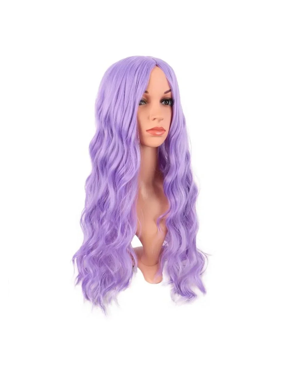 Women's Light Purple 28 Inch Synthetic Fiber Long Middle Part Curly Cosplay Wigs